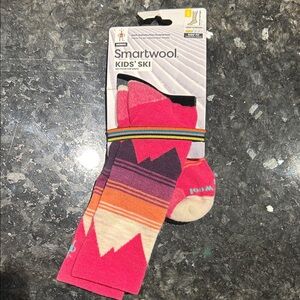 Smartwool Kids' Pink and Orange Ski Socks, size L. NWT
